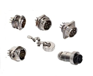 Connecteur Aviation GX16 Femelle 5 Broches - Cuivre Plaqué, Pour Panneau Ou Câble - 16 Mm