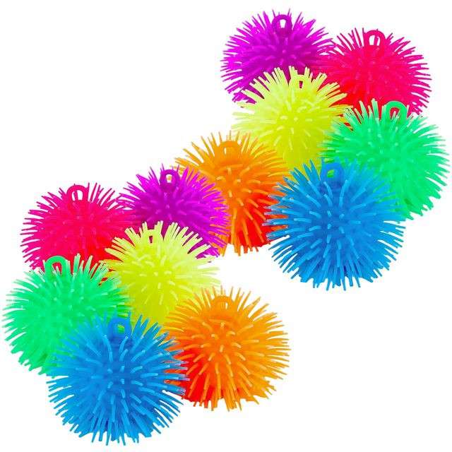 Sensory Fidget Silicone Stress Relief Assorted Colors Spiky Ball Puffer Balls for Kids