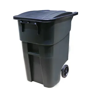 2 Trash Can 55 Gallon Plastic Outdoor America Style Commercial Heavy-Duty Trash Can With Wheels