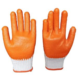 Guanti da lavoro di sicurezza con finitura giallo arancio con punta delle dita rinforzata con doppio palmo in lattice liscio - Product Image 1