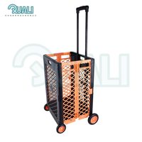 Quali Mesh Style transporteur de stockage écologique capacité 60L chariot pliant en plastique logos de couleurs personnalisées pour une utilisation intérieure/extérieure