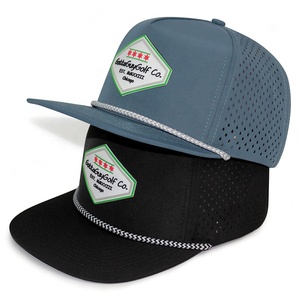 Custom <strong>Mens</strong> 5 Panel Laser Cut Hole Perforated Gorras <strong>Waterproof</strong> Sport Snapback Cap Rubber Logo Quick Dry Performance <strong>Hat</strong> - Product Image 1