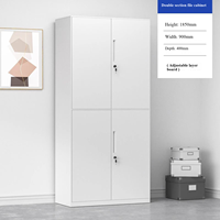 Armoire de classement et de rangement métallique gris et blanc à 4 portes, verrouillable, pour bureau, armoire en acier gain de place pour espace de travail
