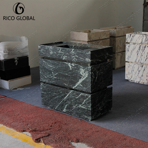 Lavabo Moderno de Mármol Bicolor con Acabado Panelado, Espacioso y Ovalado, para Baños Residenciales de Alto Uso, Hecho de Piedra Natural OEM - Product Image 6