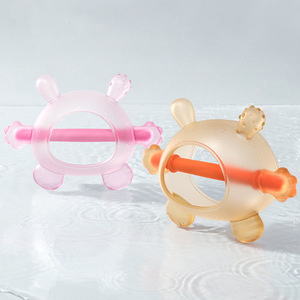 Jouet de dentition en silicone en forme de tortue rempli de liquide pour bébés de 0 à 24 mois, unisexe, rose et jaune - Product Image 1