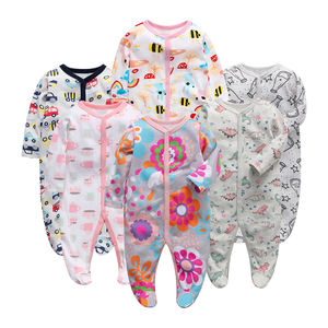 Vêtements pour bébés nouveau-nés en gros, 42 couleurs, combinaison en tricot unisexe pour bébé, barboteuse à manches longues imprimée en coton - Product Image 2