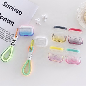 Étui de protection intégrale transparent en TPU/<span class=keywords><strong>TPE</strong></span> dégradé pour écouteurs sans fil, style streetwear, avec dragonne - Product Image 3