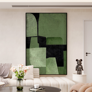 Pintura al Óleo Abstracta Hecha a Mano sobre <span class=keywords><strong>Lienzo</strong></span>, Verde Oscuro, <span class=keywords><strong>para</strong></span> Sala de Estar, Recibidor, Comedor, Dormitorio, Mural - Product Image 3