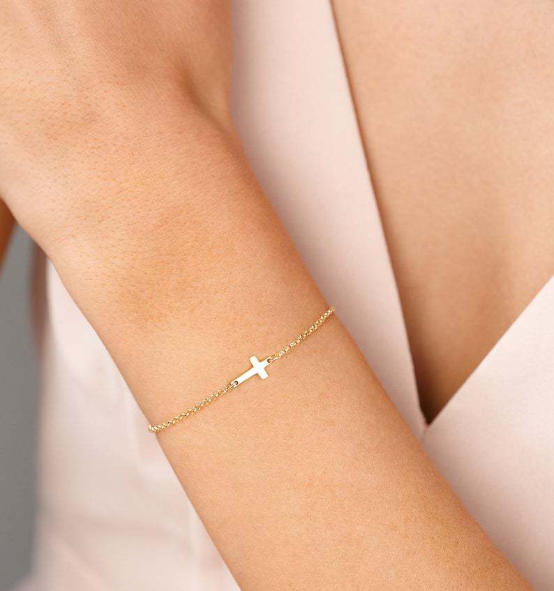 Xusamss Fashion Religious Cross Bangle Beads Stretchable