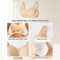 Soutien-gorge sans armatures push-up respirant à fermeture latérale pour femme, grande taille, anti-affaissement, effet liftant, marque privée, vente en gros