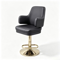Chaise de jeu commerciale durable en gros, pivotante à 360° °   Tabouret de bar pivotant en cuir PU noir avec base dorée, style machine à sous de casino