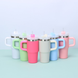 Vente Flash H2.0 Gobelet Isotherme en Acier Inoxydable à Double Paroi Revêtu de Poudre pour Enfants, Tasse d'Eau de 14 oz avec Poignée - Product Image 1
