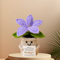 Bunga Kaktus dan Bunga Tung Rajutan Tangan dalam Pot, Ornamen Tema Rajutan/Ucapan Terima Kasih/Hadiah Ulang Tahun