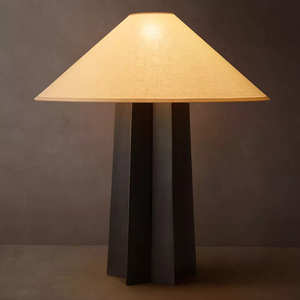 Lámpara de Mesa Moderna Minimalista de Acero con Pantalla de Lino, Portalámparas E26, Lámpara de Escritorio de Lujo para Villa, Hotel, Directo de Fábrica, ODM, UL - Product Image 1