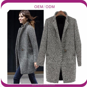 Cappotti Invernali di Lana alla Moda, <span class=keywords><strong>Monopetto</strong></span> con Lungo Risvolto, Giacche <span class=keywords><strong>Trench</strong></span> con Bottoni e Tasche, Cappotto Completo da <span class=keywords><strong>Donna</strong></span> - Product Image 4