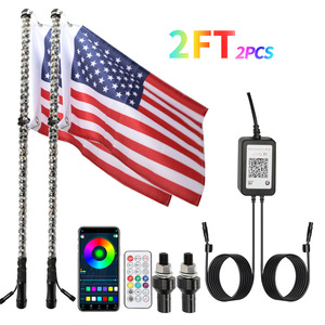 Fouet lumineux LED RGB avec application et télécommande, effet de poursuite et de danse, pour UTV, VTT, camion, mât de drapeau - Product Image 4