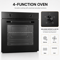 Four multifonction encastrable en acier inoxydable avec porte vitrée, capacité 66L, fonction convection/turbine, contrôle mécanique du minuterie, classe énergétique