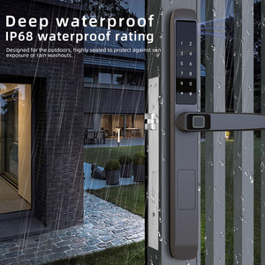 Kunci Pintu Geser <span class=keywords><strong>Digital</strong></span> Aluminium Pintar Tahan Air untuk Luar Ruangan dengan Gagang Kunci Sidik Jari, Remote Tuya, dan Kamera - Product Image 3