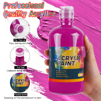 Panwenbo Peinture Acrylique Artistique Non Toxique 15 Couleurs, 500 ml Grand Format, Fort Pouvoir Couvrant, Kit de Peinture Acrylique pour Toile, Bois, Cuir, Tissu