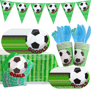Décoration sur le thème du football avec impression personnalisée en gros Garçons Enfants Fête d'anniversaire Vaisselle jetable Assiettes et gobelets en papier pour la nourriture - Product Image 1