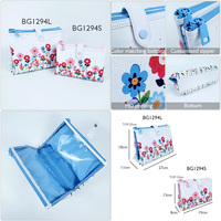 Sac de maquillage floral en PVC PU de grande capacité sur mesure fermeture à glissière impression numérique personnalisée étui à cosmétiques de stockage de tout motif