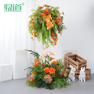 Arrangement floral artificiel Greenway, bouquet de fleurs en soie de grande taille pour hall d'hôtel, présentation commerciale - Product Image 4
