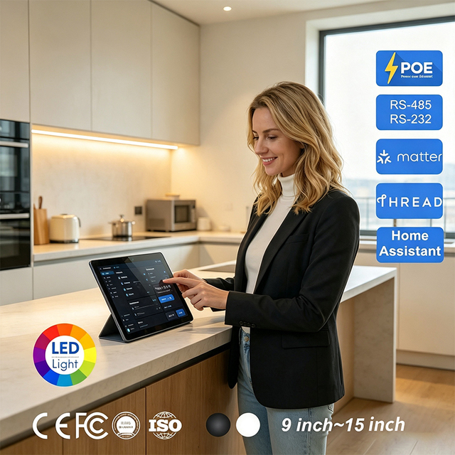 New 10.1 Inch Wall Mount Smart Home Assistant Touch Control Switch Security System Android 14 Tablet PC PoE NFC LED Light