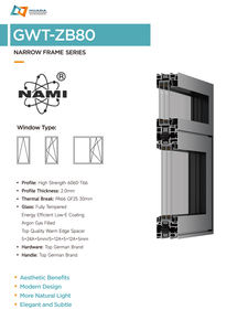 Jendela alumunium GWT-80ZB Modern, untuk Villa apartemen ruang tamu bingkai sempit tahan air tahan lama - Product Image 2