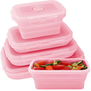 Fiambrera cuadrada plegable de silicona cuadrada resistente al calor de 800ml, contenedor de tazón de comida - Product Image 6