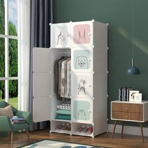 ホットセール中！8ドア ブラック プラスチック製 折りたたみ式ワードローブ/クローゼット（靴収納付き）寝室・リビングルーム用 - Product Image 3