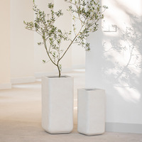 Pots à fleurs carrés minimalistes en ciment, jardinières hautes 27x27x55cm 33x33x68cm, décoration écologique pour la maison et les hôtels