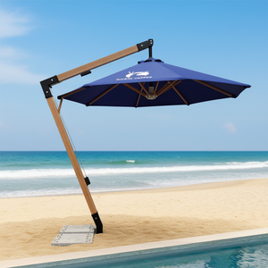 Grand <span class=keywords><strong>parasol</strong></span> <span class=keywords><strong>de</strong></span> patio moderne en aluminium léger <span class=keywords><strong>de</strong></span> 3 m avec base en plastique et large ombre, idéal pour le <span class=keywords><strong>jardin</strong></span> familial en extérieur - Product Image 1