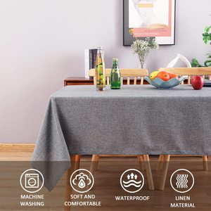 ผ้าปูโต๊ะผ้าลินินกันน้ำสีเทาตกแต่งเป็นรูปสี่เหลี่ยมผืนผ้าดูแลง่ายสำหรับห้องครัว - Product Image 5
