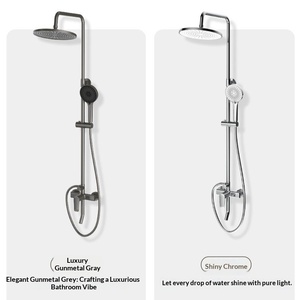 R&T S1011 Chrome Shower with Three Functions Lifting Top <b>Spray</b> Slide Bar Ceramic Core - Product Image 2