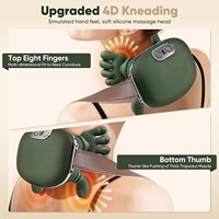 Oreiller de massage du cou sans fil avec doigts en silicone souple, airbag et tête vibrante pour une relaxation profonde