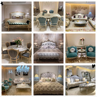 Fée française princesse Feel crème blanc Rococo Rose sculpté tissu canapé ensemble Antique salon ensemble de meubles