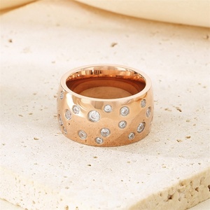 Wholesale Dainty Jewelry <b>Ring</b> Fine Gold Plated Stainless Steel Zircon Charm <b>Finger</b> <b>Ring</b> - Product Image 5