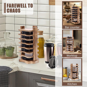 Wooden Handicrafts Wooden Tumbler Lid Storage Rack Holder Freestanding Water Bottle Lid Tumbler Lid Organizer for <strong>Gift</strong> - Product Image 4