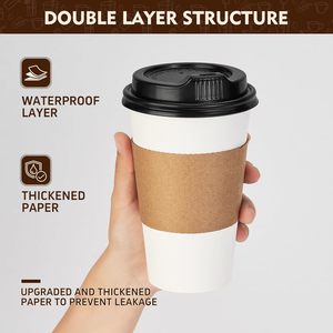 Gobelet à café jetable en carton biodégradable avec logo personnalisé, 8OZ, 12OZ, 16OZ, à paroi simple ou double, avec couvercle - Product Image 5