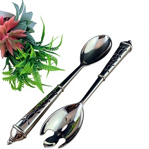 Polished Metal Salad Serving Spoon Fork <b>Set</b> of 2 Cutlery <b>Set</b> Restaurant Supplies Dining Tableware Salad Server Tool <b>Sets</b> - Product Image 1