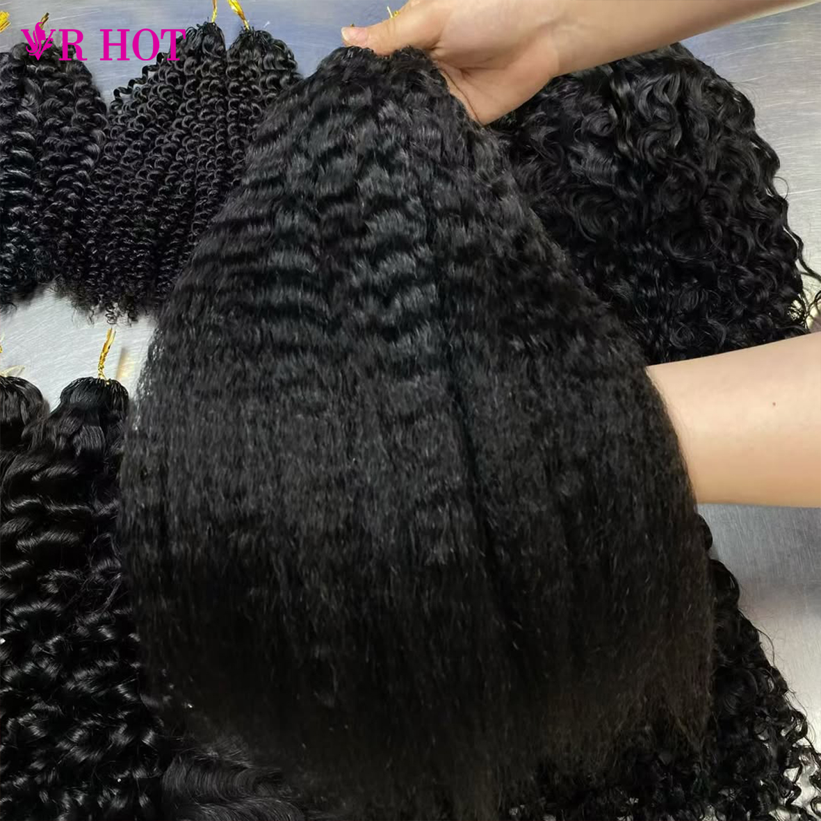 Cheveux humains au crochet crépus droits