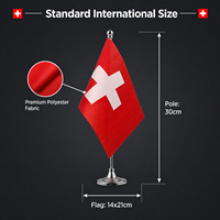 Drapeau de table suisse personnalisé de haute qualité, drapeau de bureau, taille et logo personnalisables, vente en gros, décoration de bureau et de maison