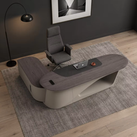 Bureau de direction de luxe moderne en L avec panneau design en placage pour projets d'aménagement intérieur de bureaux de PDG au Moyen-Orient, Dubaï, Arabie Saoudite