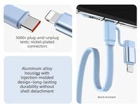 Câble de données rétractable 4-en-1, charge rapide PD 100W pour connecteurs USB-A/Micro pour transfert de données de téléphone portable