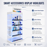 Présentoir de Comptoir 5 Niveaux en Acrylique Illuminé par LED pour Accessoires Téléphoniques, Idéal pour Magasins de Détail - Fabrication Vietnamienne DSP