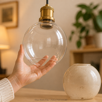 Abat-jour en verre soufflé à la main, double ouverture, transparent, pour lampe, pièce de rechange pour intérieur domestique, commande en gros