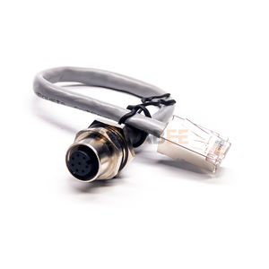 Cable Adaptador IP67 M12 de 8 Pines con Codificación A, Hembra a Macho RJ45, Blindado, 24AWG, para Cámara GigE Vision y Datos PLC - Product Image 4