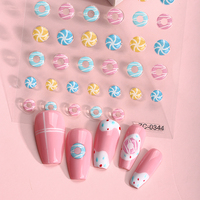 5D brillant vernis gaufrage épais décoration autocollants 3D plastique Nail Art accessoires doux adhésif accessoire pour ongles Art peinture