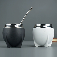 Gourde à yerba mate en acier inoxydable 304 à double paroi, en cuir, de fabrication argentine, vente chaude 2025, tasse à thé de 280 ml