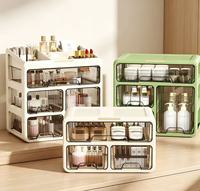 Organisateur de Maquillage Transparent Multi-Niveaux avec Tiroirs Amovibles pour Soins de la Peau, Rouge à Lèvres et Cosmétiques – Support de Bureau Démontable